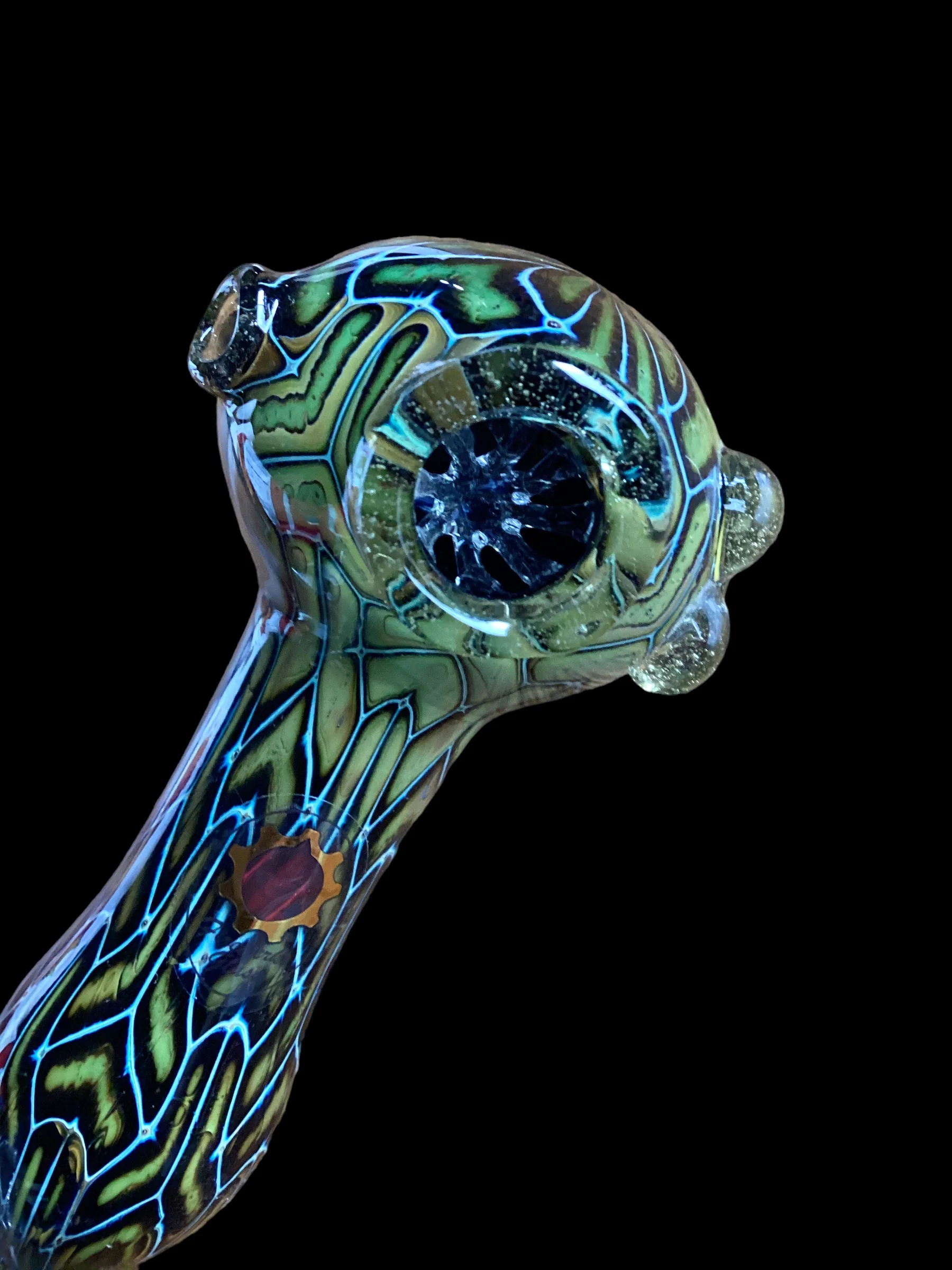 Fumed Green Spoon Hand Pipe - Image 3