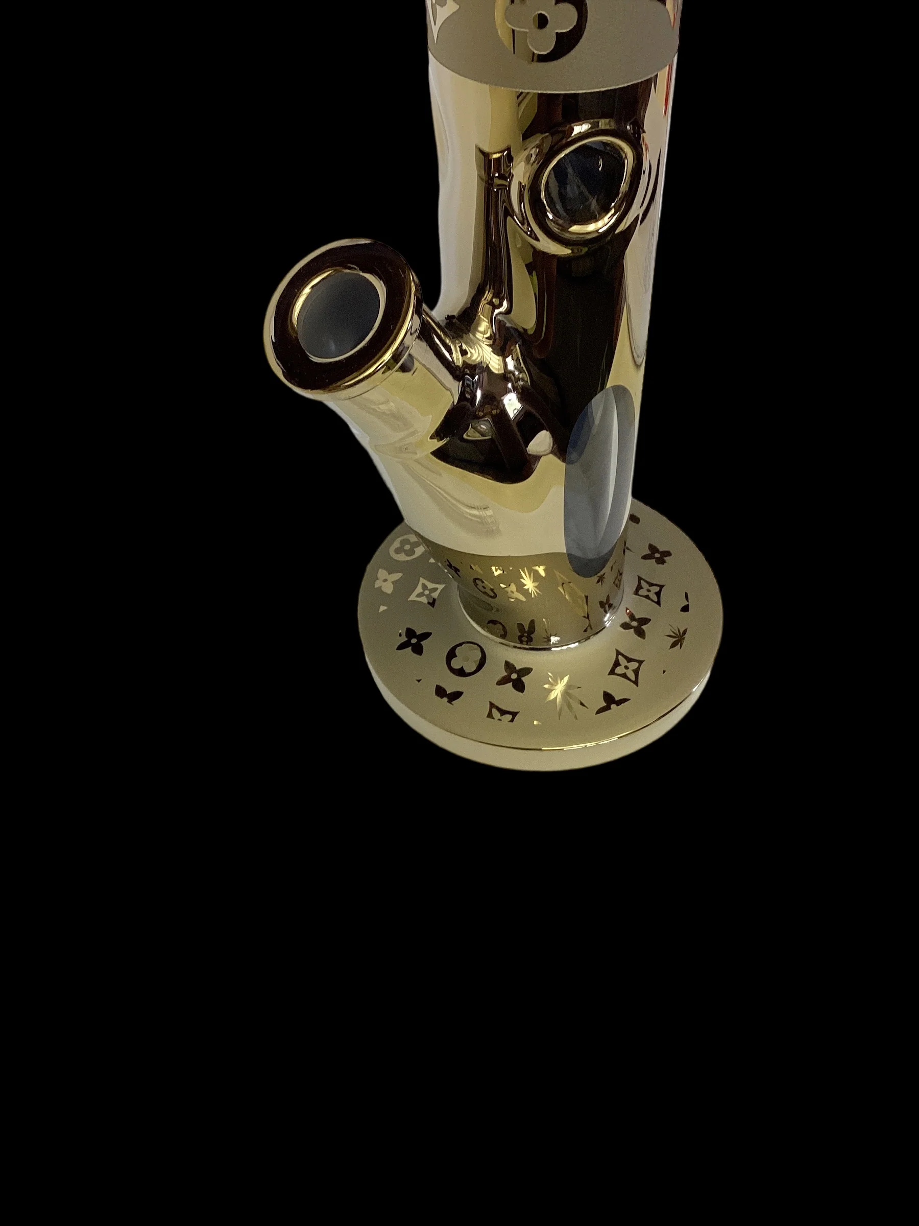 Gold Metallic Designer Straight Tube Bong - Image 6