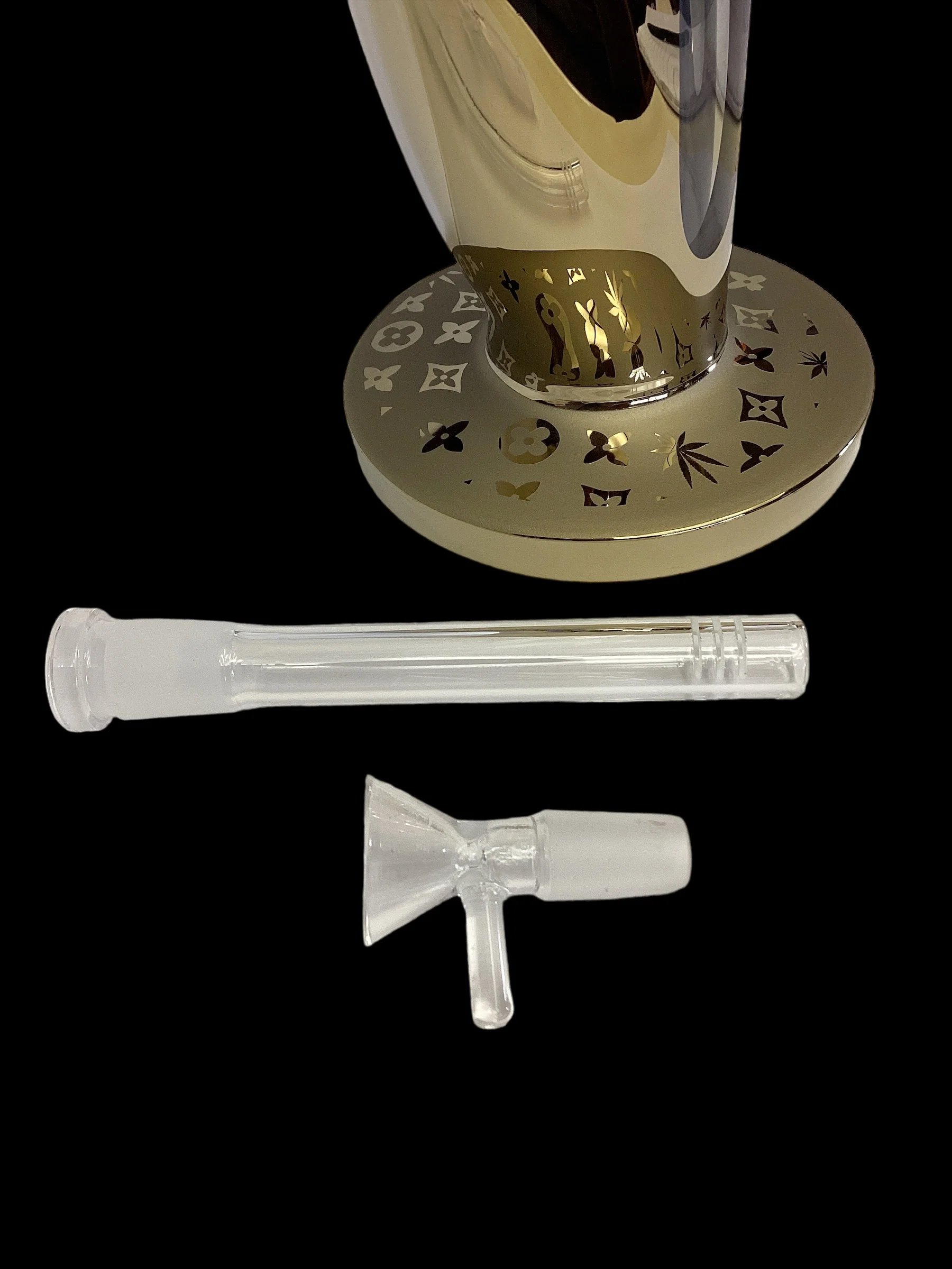 Gold Metallic Designer Straight Tube Bong - Image 7