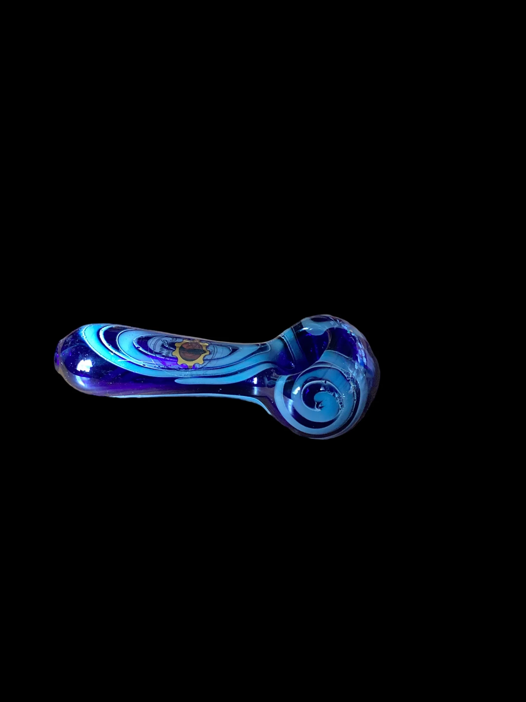 Small Swirl Hand Pipe - Blue - Image 2